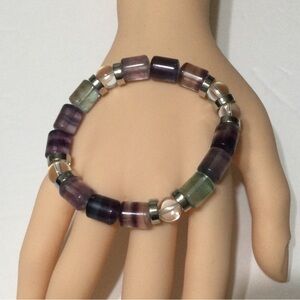Fluorite Elegant Purple and Green Beaded Bracelet